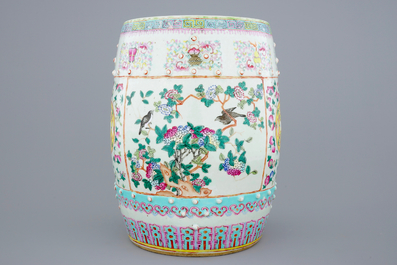 A Chinese famille rose garden seat, 19th C.
