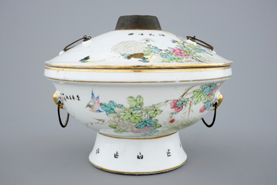 A fine Chinese famille rose warming bowl and cover, 19/20th C.