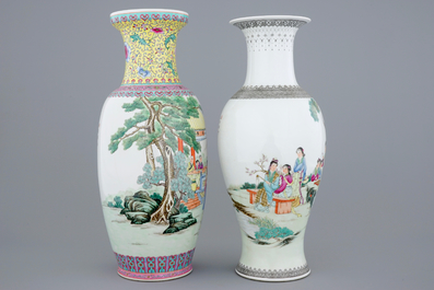 Two fine Chinese famille rose vases, Republic, 20th C.