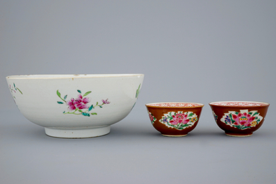 A large collection of Chinese famille rose, Imari and Batavia ware porcelain, Qianlong, 18th C.