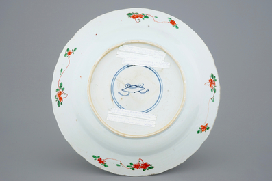A large Chinese famille verte landscape charger, Kangxi