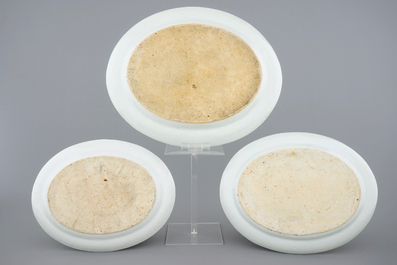 Three large Chinese Canton famille verte dishes, 19th C.
