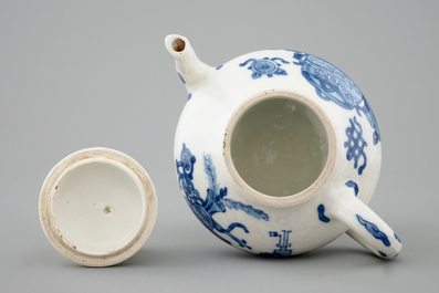 A blue and white Chinese soft paste porcelain miniature teapot, Kangxi