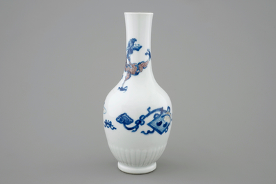 A Chinese blue and white and underglaze red vase with a dragon, Kangxi