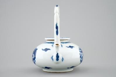 A Chinese blue and white high-handled dragons teapot, Kangxi