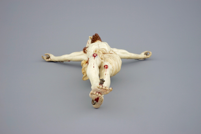A large polychrome painted Indo-Portuguese wood corpus Christi, 17/18th C.