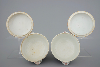 Twee paar Chinese famille rose dekselterrines, Qianlong, 18e eeuw