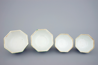 Four Chinese Bencharong porcelain thai market boxes and covers, 19th C.