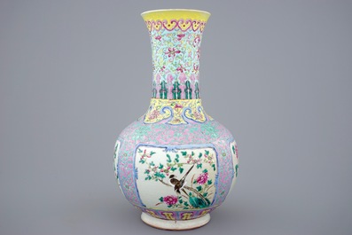 A Chinese famille rose "Straits" bottle vase for the Indonesian market, 19th C.