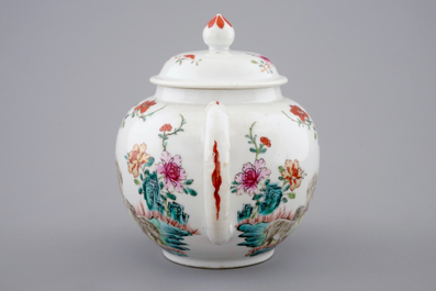 A fine Chinese famille rose teapot with a pair of goats, Qianlong