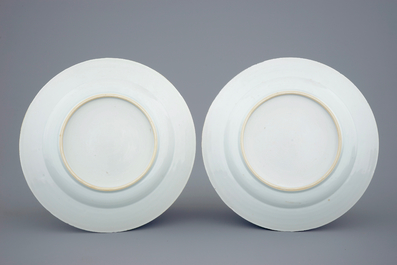 A pair of Chinese Dutch-decorated "Duck Hunt" plates, 18th C.
