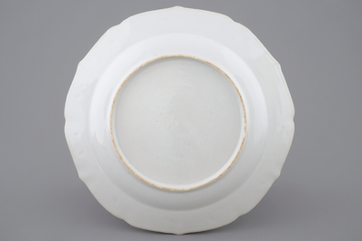 A Chinese famille rose plate with a European flute player, Qianlong, 18th C.