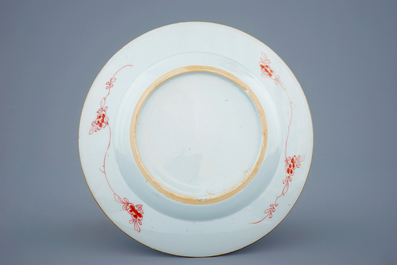 A Chinese verte-Imari plate with a tree, Kangxi