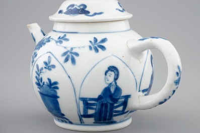 Two Chinese blue and white teapots and covers, Kangxi