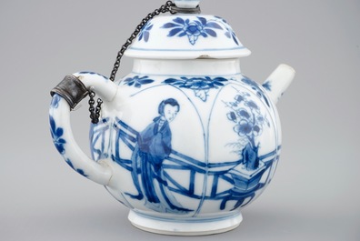 Two Chinese blue and white teapots and covers, Kangxi