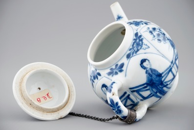 Two Chinese blue and white teapots and covers, Kangxi