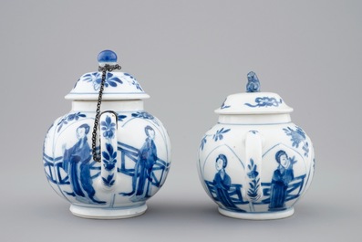 Two Chinese blue and white teapots and covers, Kangxi