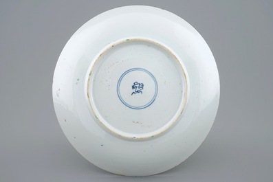 A Chinese famille verte floral plate, ex-coll. August the Strong, Kangxi