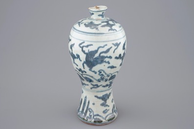 A Chinese blue and white meiping vase, Ming, Wanli