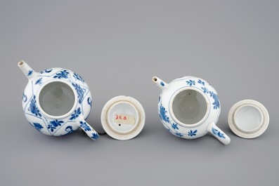 Two Chinese blue and white teapots and covers, Kangxi