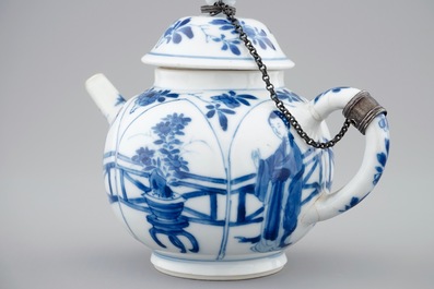 Two Chinese blue and white teapots and covers, Kangxi
