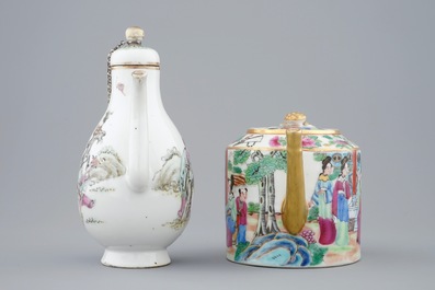 Two Chinese famille rose teapots and covers, incl. Canton, 19/20th C