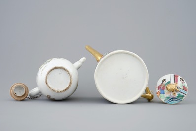 Two Chinese famille rose teapots and covers, incl. Canton, 19/20th C