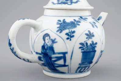 Two Chinese blue and white teapots and covers, Kangxi