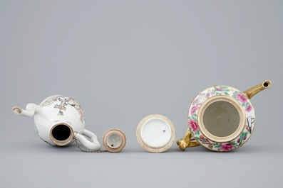 Two Chinese famille rose teapots and covers, incl. Canton, 19/20th C