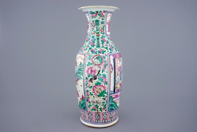 A large Chinese famille rose warriors vase, 19th C.
