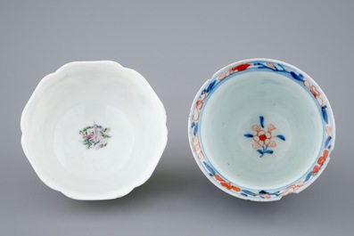 A Chinese famille rose cup, Yongzheng and an Imari-style double walled cup, Kangxi