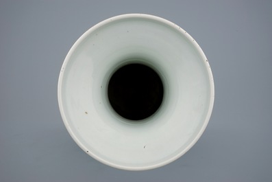 A fine Chinese blue and white on celadon ground vase, 19th C.