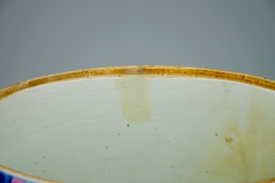 A large Chinese famille rose bowl with cover, Qianlong 18th C.