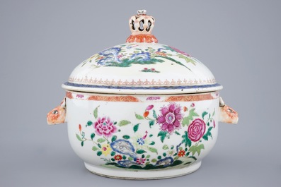 A Chinese famille rose tureen on stand, Qianlong, ca. 1760