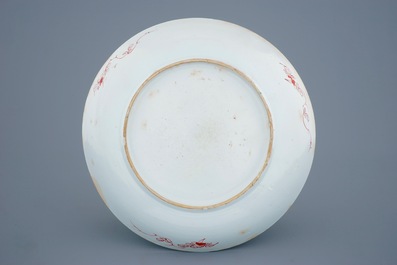 A Chinese famille verte dish with birds and beetles, Kangxi