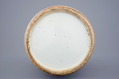 A large Chinese famille rose warriors vase, 19th C.