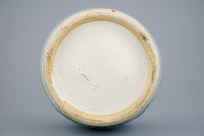 A fine Chinese blue and white on celadon ground vase, 19th C.