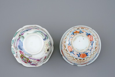 A Chinese famille rose cup, Yongzheng and an Imari-style double walled cup, Kangxi