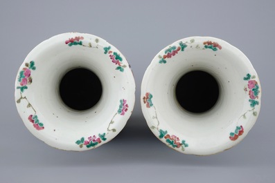 A pair of large Chinese famille rose vases, 19th C.