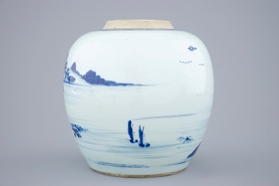 Un pot &agrave; gingembre en porcelaine de Chine bleu et blanc, Kangxi