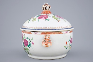 A Chinese famille rose tureen on stand, Qianlong, ca. 1760