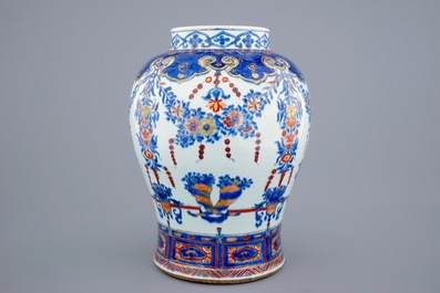 A large Chinese Imari-style export porcelain baluster jar, 18th C.