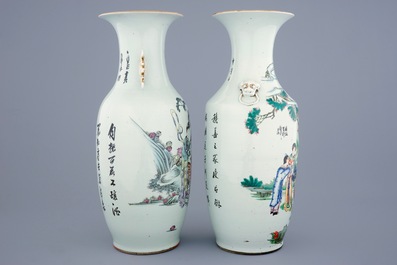 Two Chinese famille rose vases, 19/20th C.
