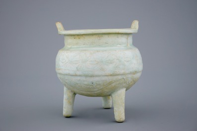A qingbai tripod censer and a phoenix bowl, Song or Yuan Dynasty, 10-14th C.