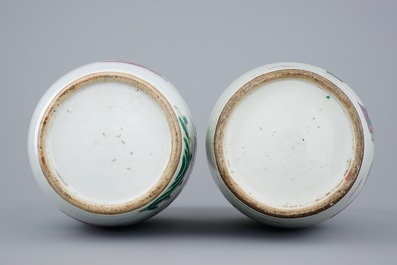 Two Chinese famille rose vases with garden scenes, 19th C.