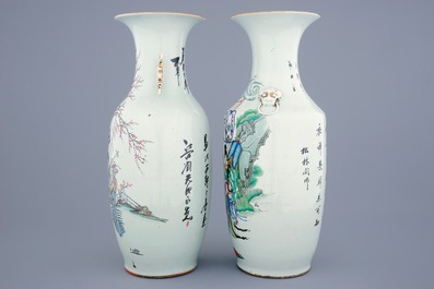 Two Chinese famille rose vases, 19/20th C.