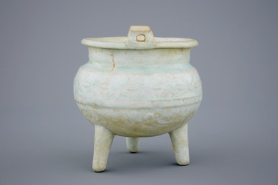 A qingbai tripod censer and a phoenix bowl, Song or Yuan Dynasty, 10-14th C.