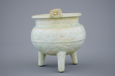 A qingbai tripod censer and a phoenix bowl, Song or Yuan Dynasty, 10-14th C.