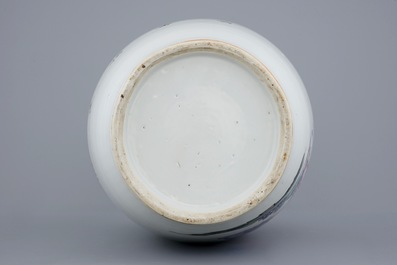A Chinese famille rose vase with sages in a garden, 19/20th C.