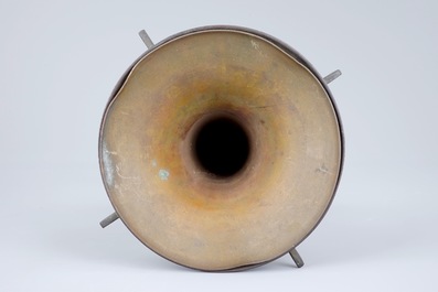 A Chinese bronze gu beaker vase, late Ming Dynasty